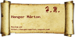 Henger Márton névjegykártya